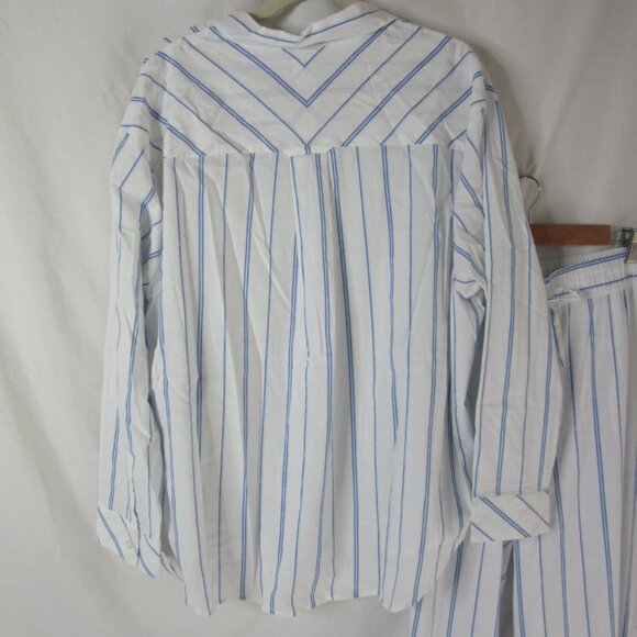 Auden Pajama Set 2 Piece Blue White Striped Long Sleeve & Pants Size XXL NWT - Picture 5 of 13